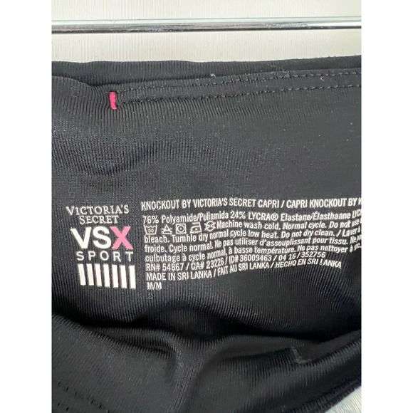 Victoria's Secret VSX Sport Knockout Women's Capri Leggings M Medium Black White - Picture 3 of 5